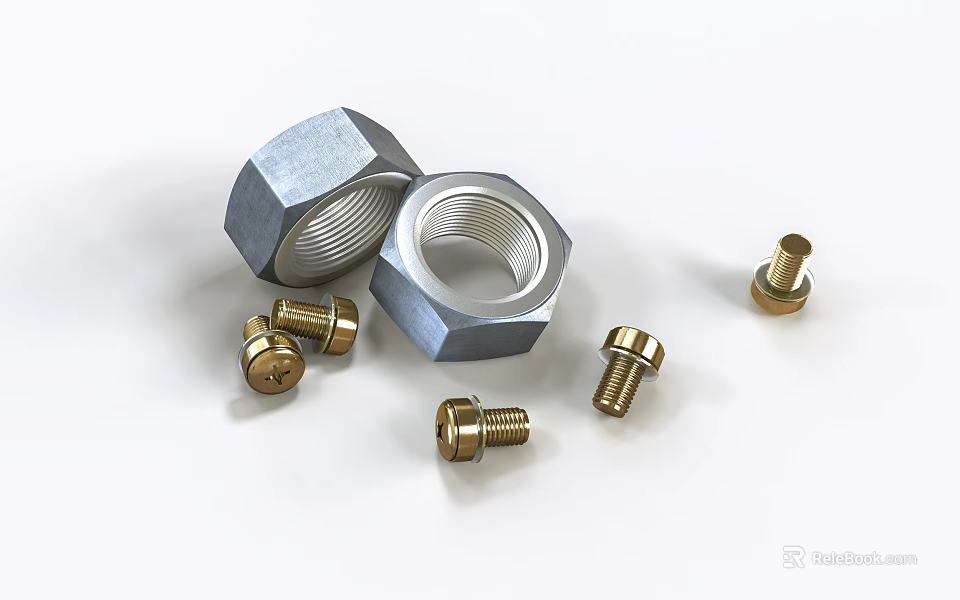 High Strength Industrial Hex Bolts And Metal Nuts For Heavy Machinery Use 3d model 