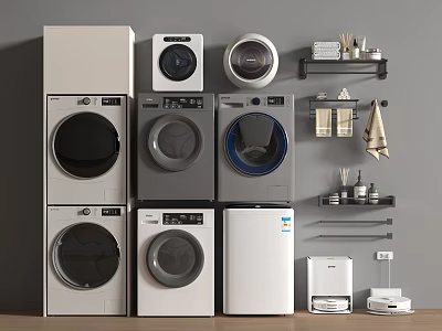 washing machine wall mounted washing machine drum washing machine mini washer dryer water heater 3d model
