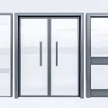 Modern Glass Doors With Different Handle Designs And Metal Frames 3d model