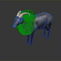 Realistic Fluffy Goat With Curved Horns And Brown Fur Standing On Dark Background