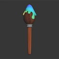 Decorative Wooden Handle Household Item With Colorful Dripping Top For Daily Use