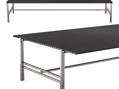 Professional Massage Bed With Sturdy Metal Frame And Black Padded Surface 3d model