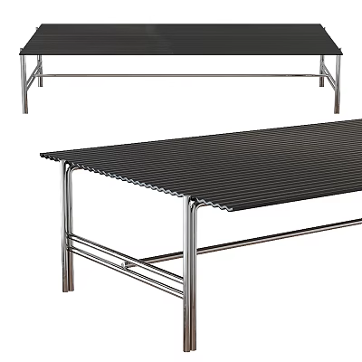 Professional Massage Bed With Sturdy Metal Frame And Black Padded Surface 3d model