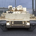 Golden Military Tank Model with Turret Tracks Antenna and Detailed Armor