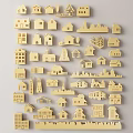 Wooden House Shaped Wall Decor with Various Building Silhouettes for Home Decoration
