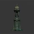 Outdoor Green Decorative Garden Ornament With Ornate Top Pillars And Sturdy Base Structure