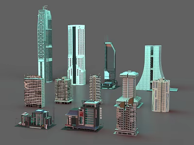 Modern Architectural Building Models With High Rise Low Rise And Various Designs 3d model