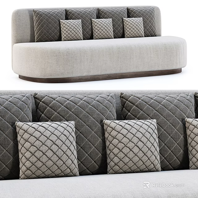 Modern Light Gray Upholstered Sectional Sofa With Plush Diamond Pattern Cushions 3d model