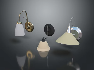 Modern Lighting Combination With Wall Lamps Pendant Lights In White Black And Beige 3d model