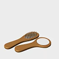 Wooden Bathroom Accessories Including Handheld Brush And Mirror With Simple Design For Daily Use