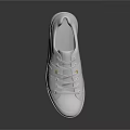 White Casual Lace Up Sneakers With Breathable Holes And Yellow Accent