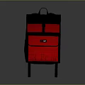 Black And Red Backpack With Multiple Pockets And Organized Compartments Design 3d model