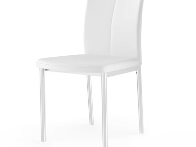 Modern White Dining Chair With Sleek Upholstered Seat And Metal Legs 3d model