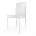 Modern White Dining Chair With Sleek Upholstered Seat And Metal Legs