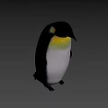 Cute Penguin With Black Head Yellow Neck And Pink Belly On Light Blue Background