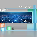 Modern QEEH 2023 Event Display Wall With Network Nodes And Colorful Cubes 3d model