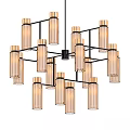 Modern Contemporary Chandelier With Metal Frame And Multiple Cylindrical Glass Shades