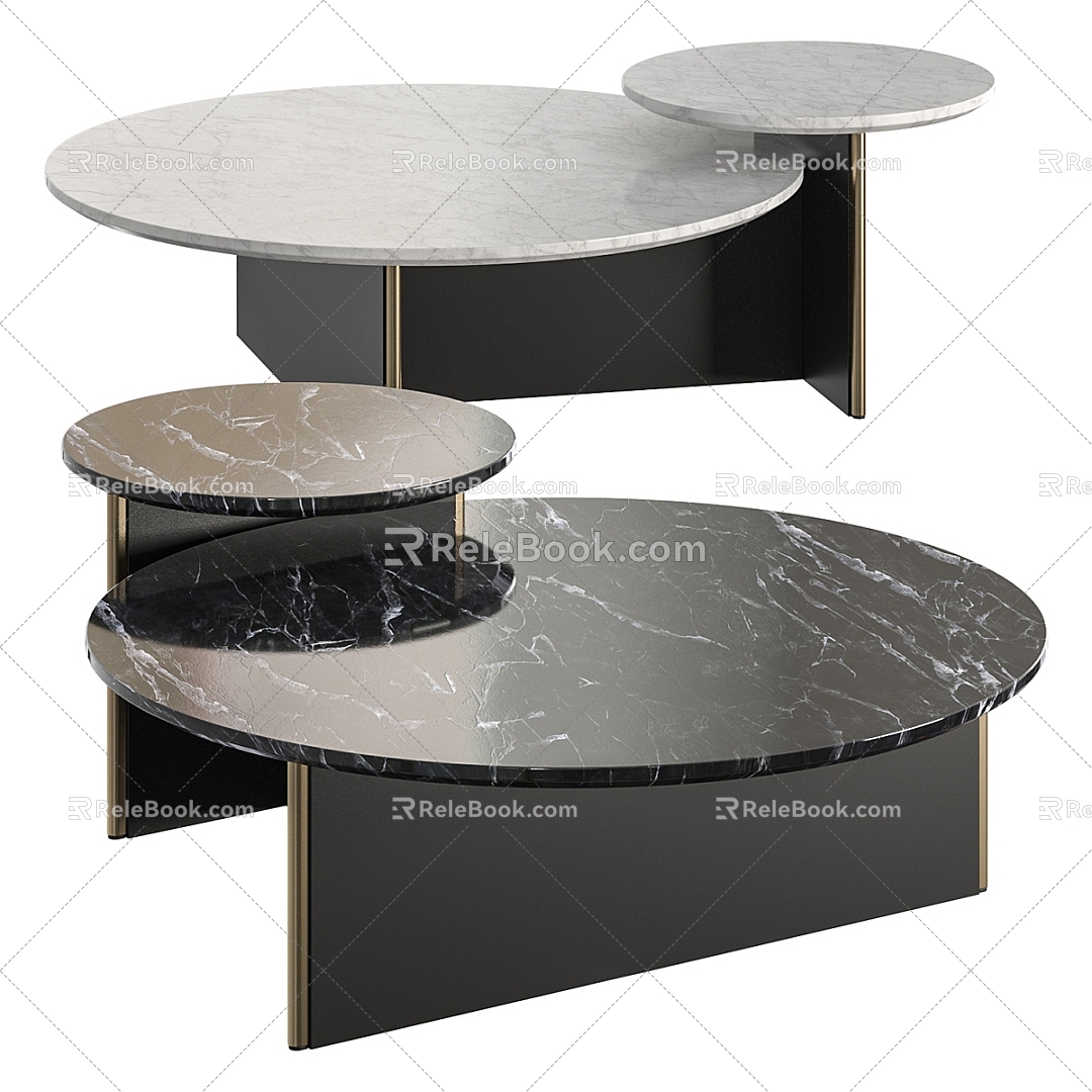 Modern round marble combination coffee table 3d model