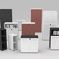 Stylish Bookcase Collection With Perforated Design Various Colors And Different Styles 3d model