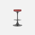 Modern Red Leather Seat Bar Stool With Sleek Black Metal Base Design