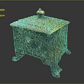 Antique Decorative Chest With Intricate Carvings Golden Finish And Claw Feet