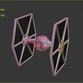 Detailed TIE Fighter Spacecraft Model With Wing Structure And Engine Design