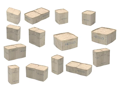 Industrial Equipment Storage Wooden Crates With Various Shapes Sizes And Fiberco Markings 3d model