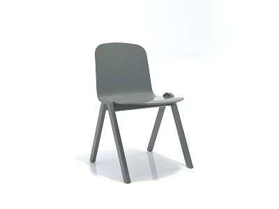 Gray Modern Leisure Chair With Simple Backrest And Stable Supportive Legs 3d model