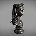 Classical Bronze Female Bust Sculpture With Detailed Facial Features And Bronze Base