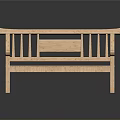 Light Colored Wooden Bench With Backrest Armrests And Simple Design 3d model