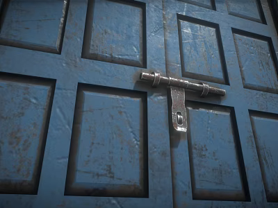 Blue Rusty Gate With Metal Hinge And Weathered Panel Design 3d model Blue Rusty Gate With Metal Hinge And Weathered Panel Design 3d model