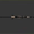 Golden Sniper Rifle with Scope and Tripod on Gray Background with Reflection