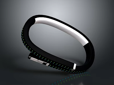 Modern Circular Clock with Black and White Design Green LED Lights and Shiny Surface 3d model