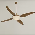 Modern Ceiling Fan Light with Wooden Blades and Round Lampshade for Home Decor