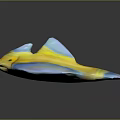 Vibrant Yellow And Blue Aquatic Stingray With Horn Like Structures And Flat Body