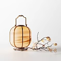 Traditional Elegant Table Lamp With Wooden Frame Paper Shade And White Magnolia Branches
