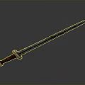 Decorative Medieval Sword With Wooden Handle And Blue Silver Blade Patterns
