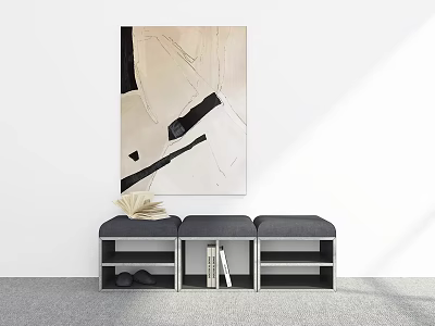 Sleek Modern Shoe Bench With Storage Shelves For Entryway Living Room Use 3d model
