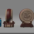 Traditional Chinese Drums With Intricate Patterns Red Borders And Blue Robe Figures