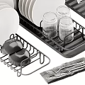 Organized Kitchenware Set With Plates Glasses Bowls Utensils And Dish Rack
