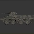 Military Armored Vehicle With Camouflage Paint Multiple Wheels And Top Mounted Weapons