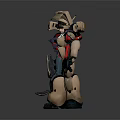 Detailed Mechanical Robot Character Featuring Brown Red Armor And Weapon In Standing Pose