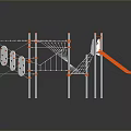 Orange And White Kids Playground Equipment Featuring Climbing Net And Slide