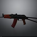 Red and Black Modern Assault Rifle With Detachable Magazine and Tactical Grip