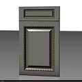 Modern Light Gray Double Door Cabinet With Golden Decorative Trim