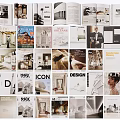 Collection Of Modern Design Fashion Interior Books And Magazines With Various Covers