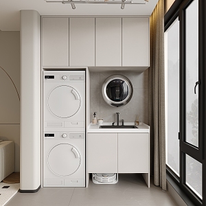 Modern Washing Machine Cabinet Balcony Washing Machine Cabinet 3d model