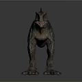 Realistic Carnivorous Dinosaur Character Standing With Spiked Back Striped Body And Sharp Teeth 3d model