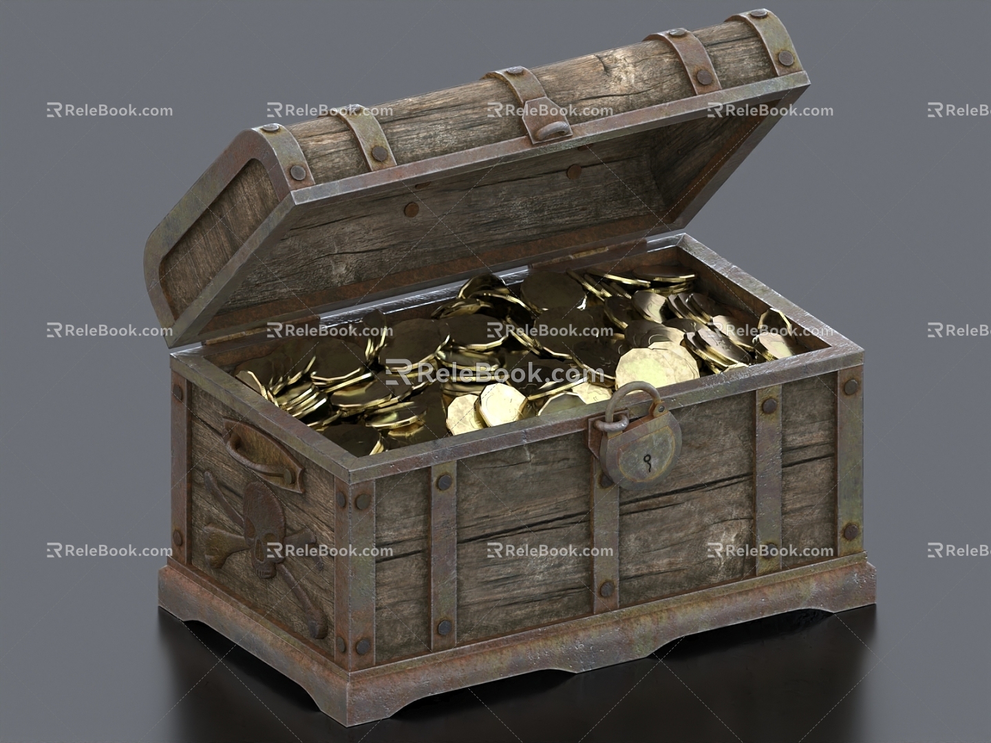 Pirate Chest Wooden Chest Gold Coin Treasure Chest 3d model