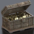 Pirate Chest Wooden Chest Gold Coin Treasure Chest 3d model